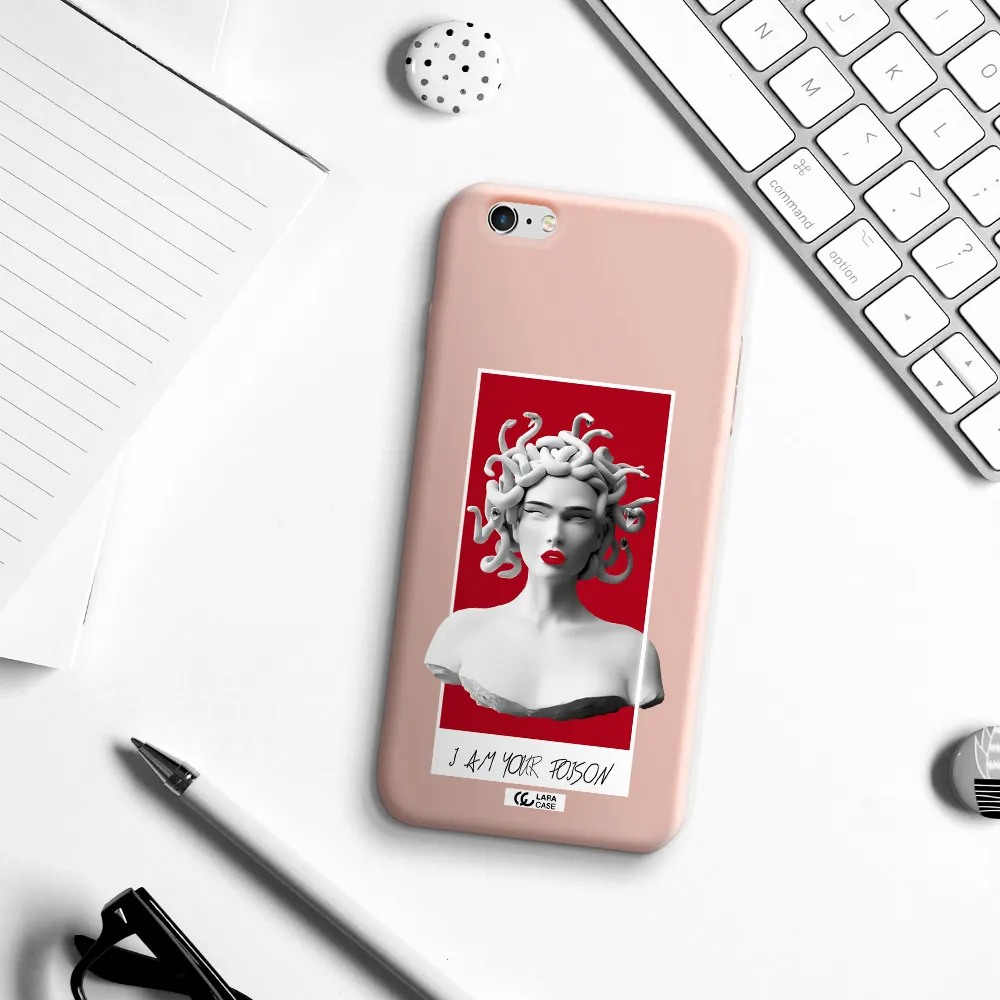 a statue of a woman with snakes on her head Apple iPhone 6 plus Silicone pastel pink Case