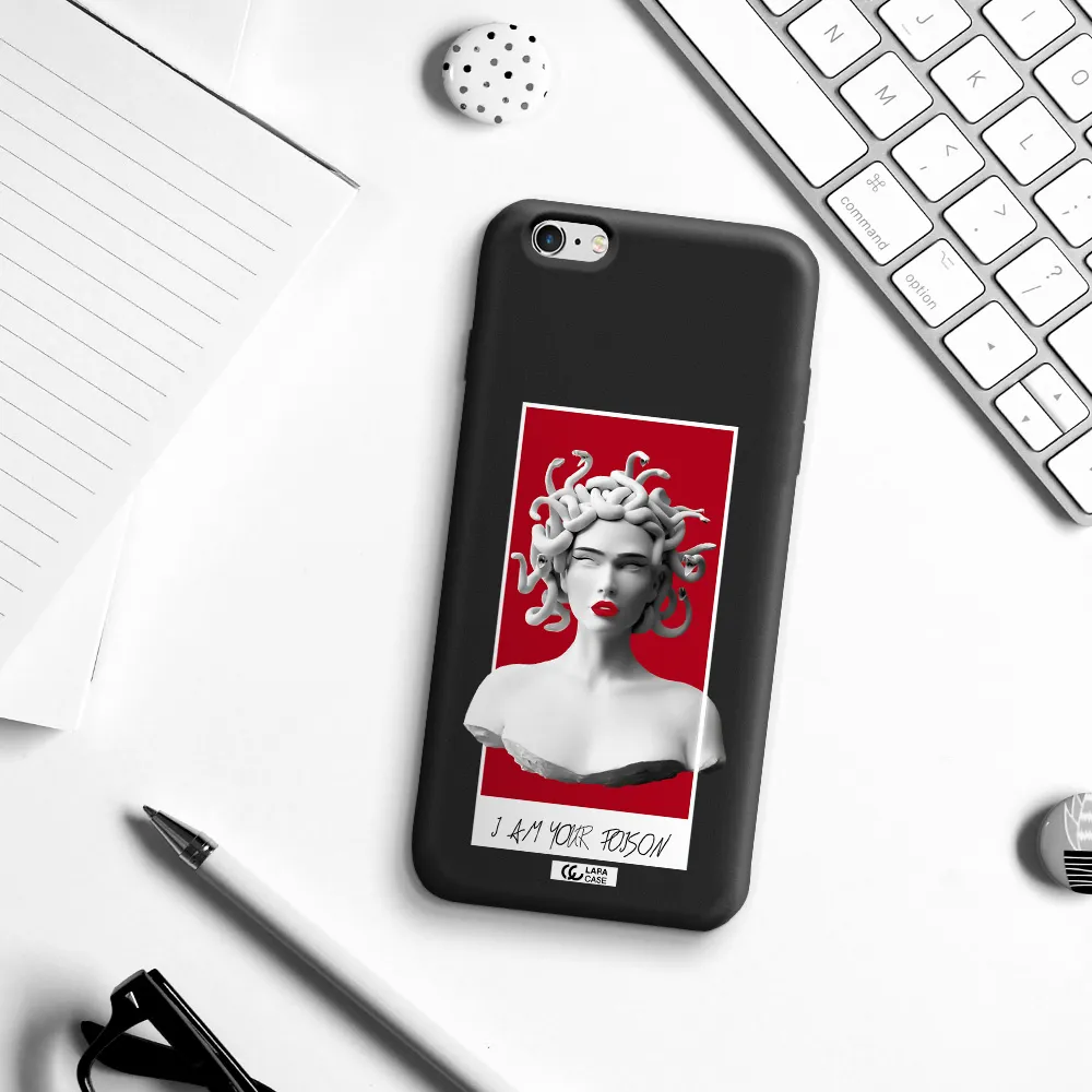 a statue of a woman with snakes on her head Apple iPhone 6 s plus Silicone black Case