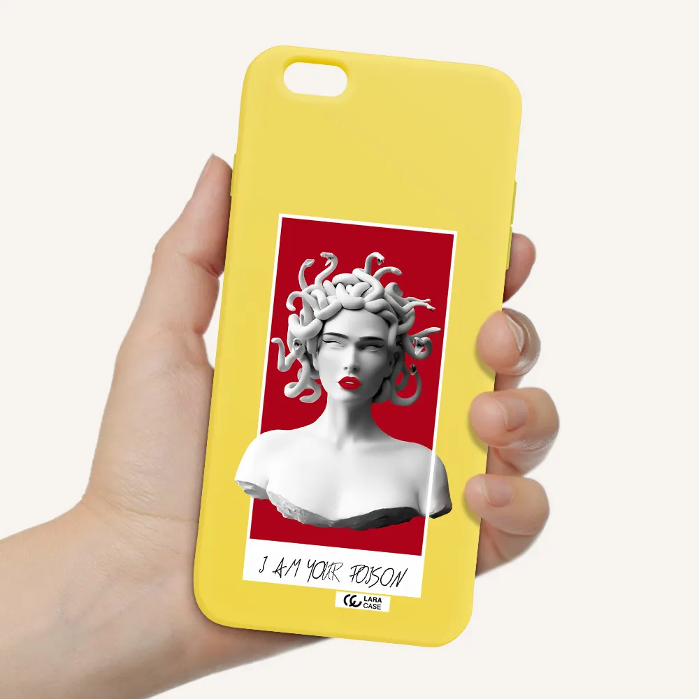 a statue of a woman with snakes on her head Apple iPhone 6 s plus Silicone canary yellow Case