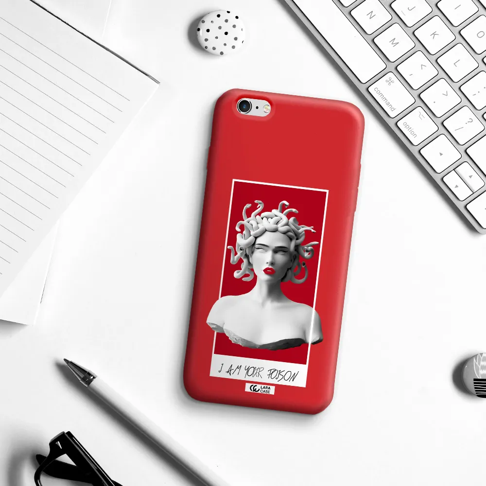 a statue of a woman with snakes on her head Apple iPhone 6 s plus Silicone Imperial Red Case
