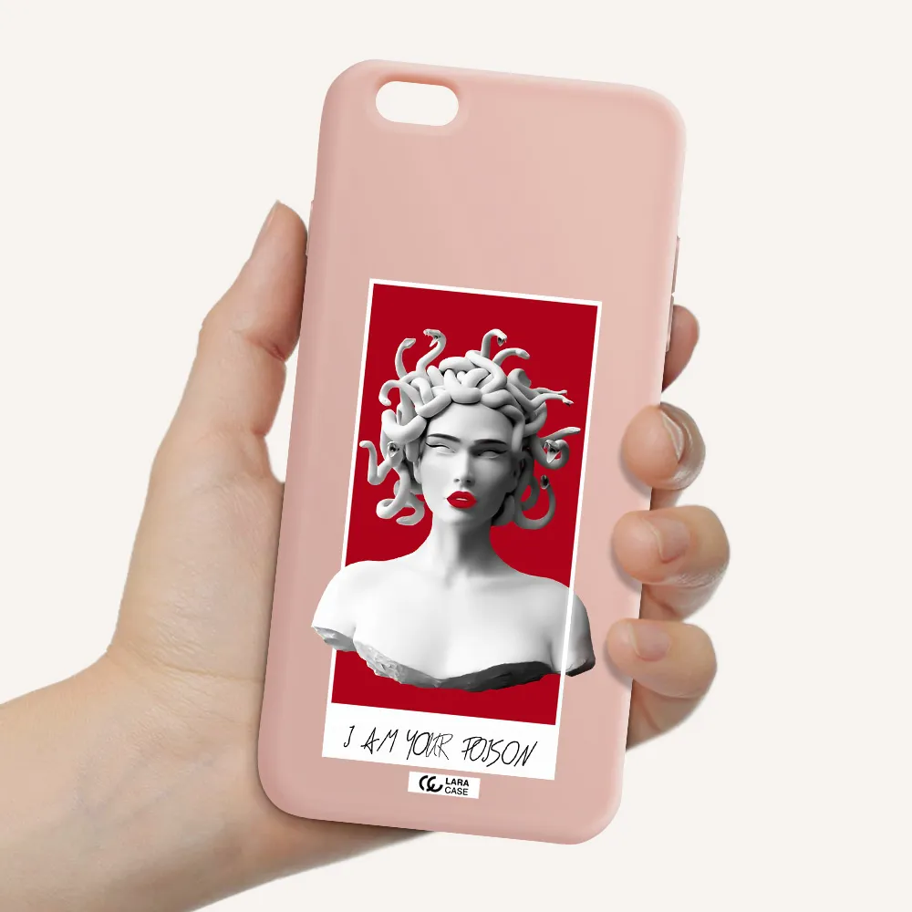 a statue of a woman with snakes on her head Apple iPhone 6 s plus Silicone pastel pink Case
