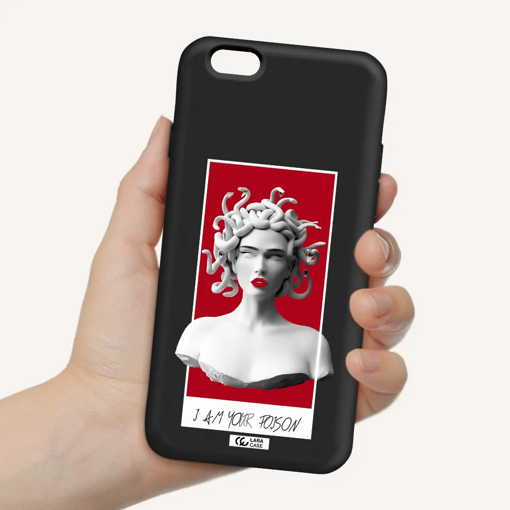 a statue of a woman with snakes on her head Apple iPhone 6 Silicone black Case