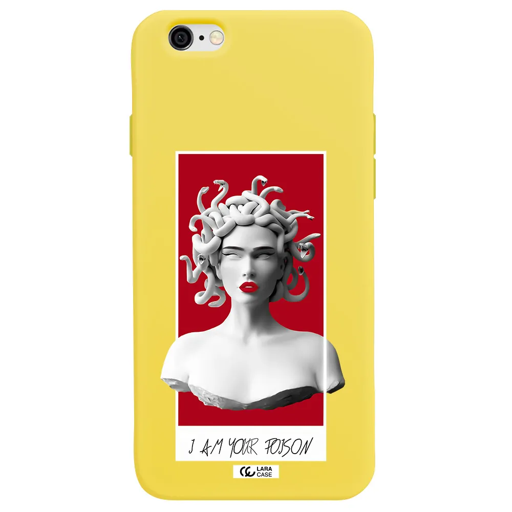 a statue of a woman with snakes on her head Apple iPhone 6 Silicone canary yellow Case