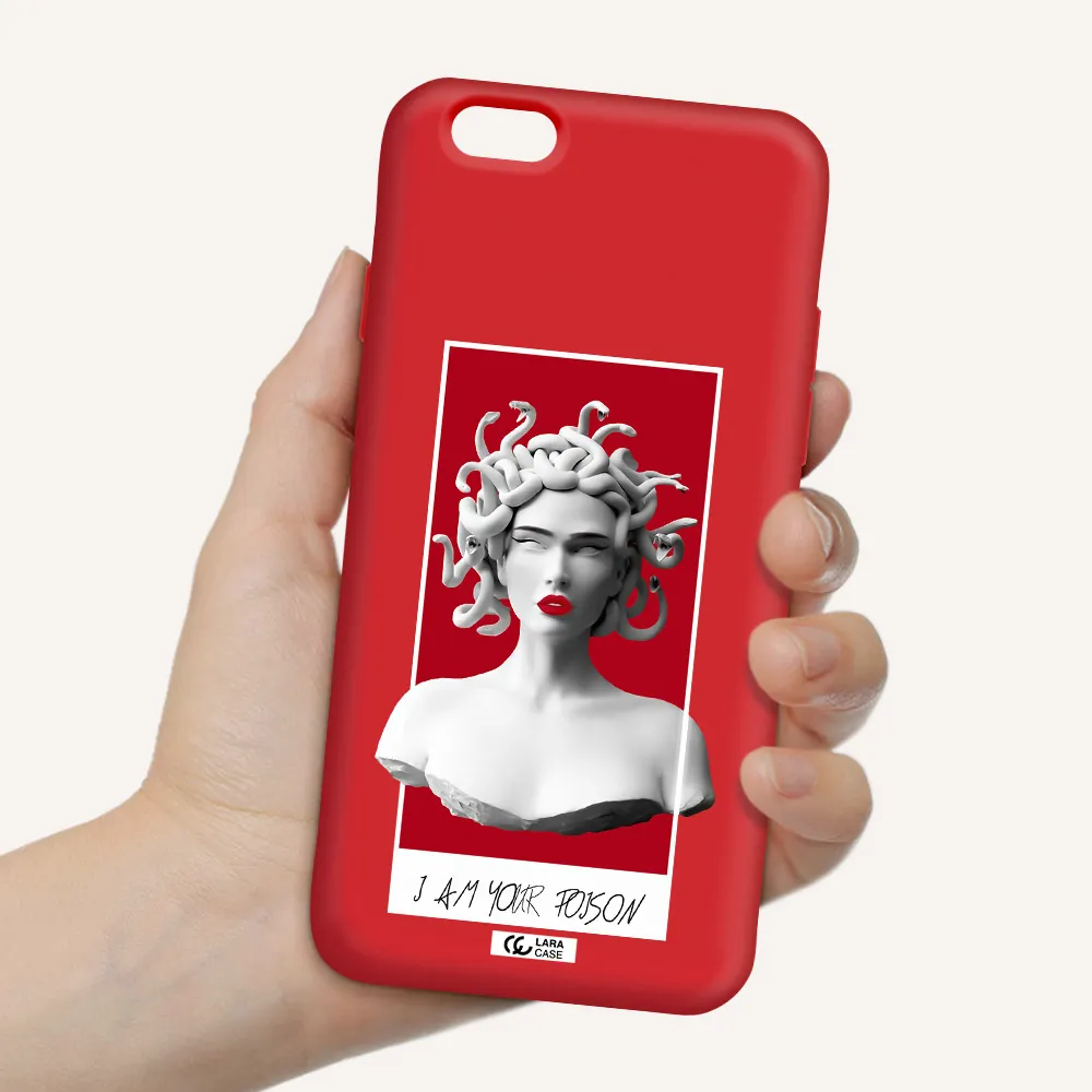 a statue of a woman with snakes on her head Apple iPhone 6 Silicone Imperial Red Case