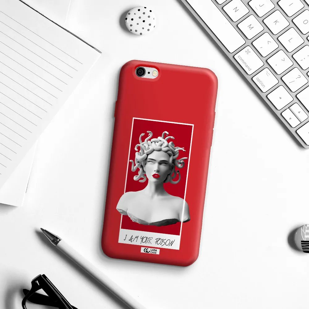 a statue of a woman with snakes on her head Apple iPhone 6 Silicone Imperial Red Case