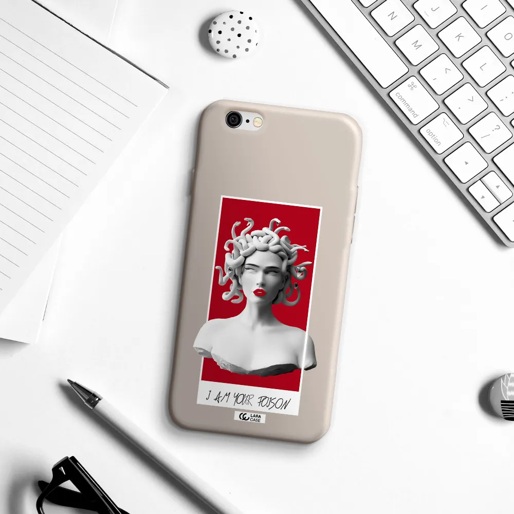 a statue of a woman with snakes on her head Apple iPhone 6 Silicone Stone Case