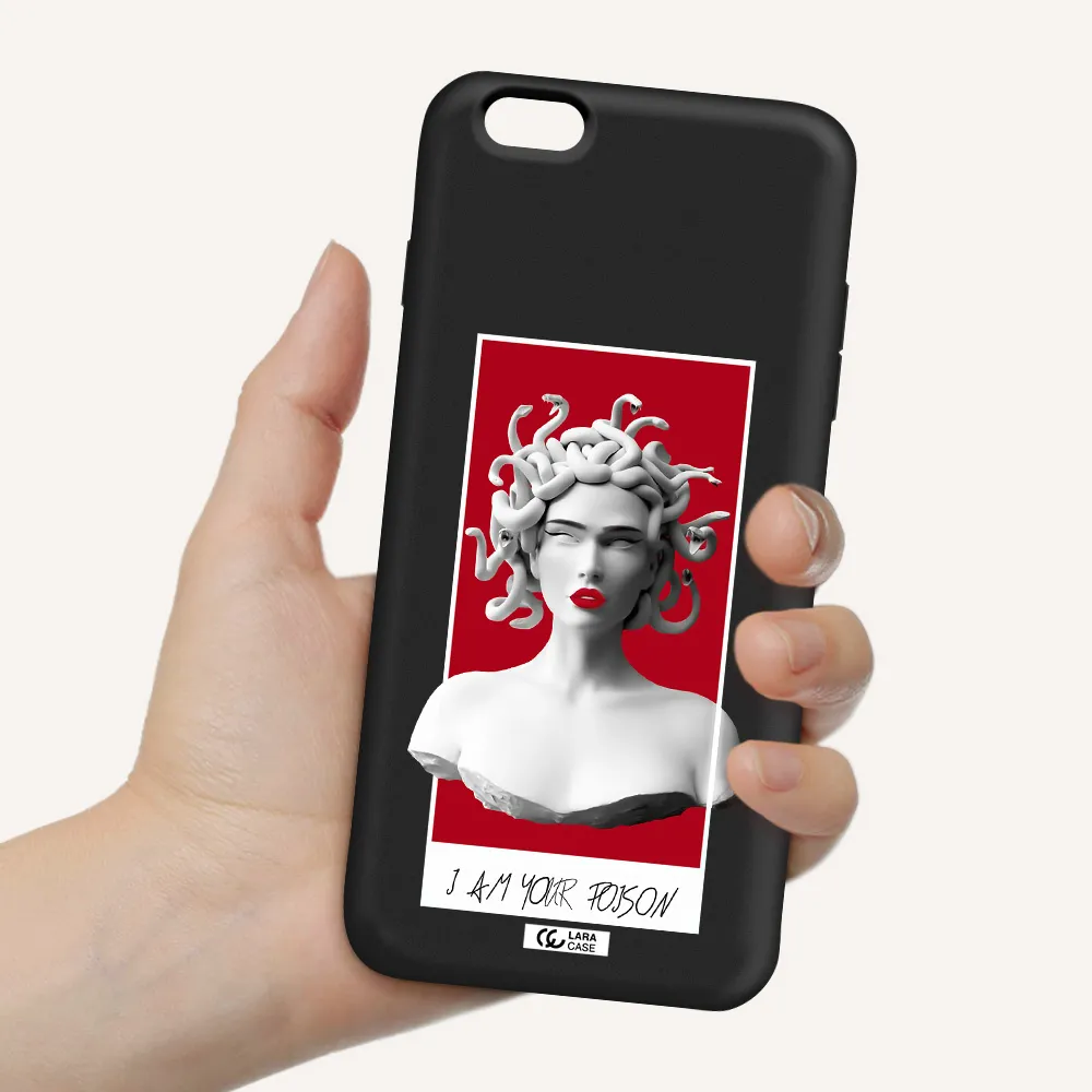 a statue of a woman with snakes on her head Apple iPhone 6S Silicone black Case