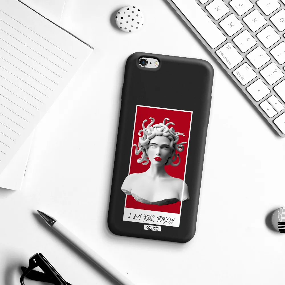 a statue of a woman with snakes on her head Apple iPhone 6S Silicone black Case