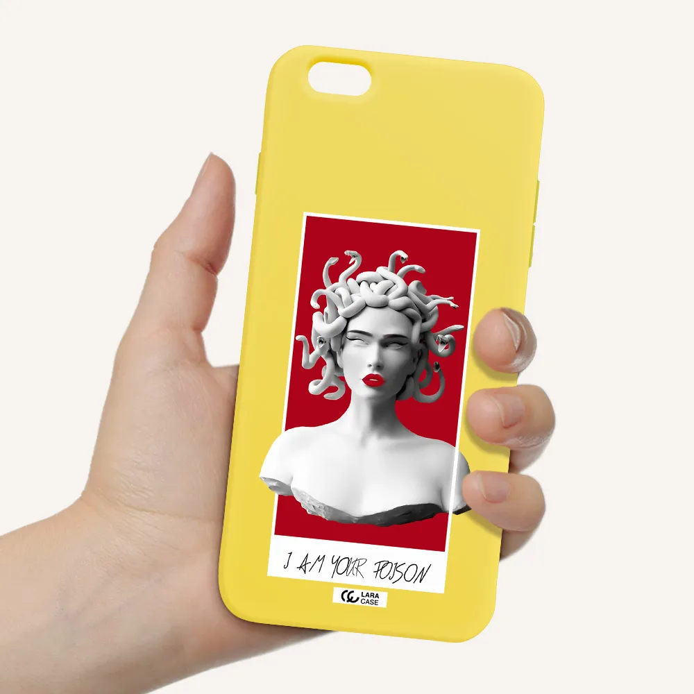 a statue of a woman with snakes on her head Apple iPhone 6S Silicone canary yellow Case