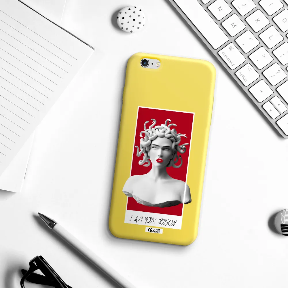 a statue of a woman with snakes on her head Apple iPhone 6S Silicone canary yellow Case