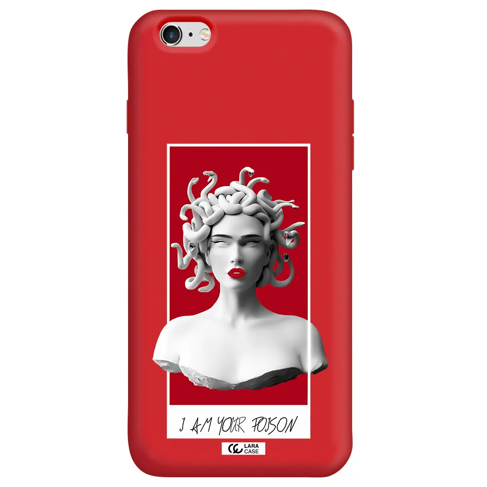 a statue of a woman with snakes on her head Apple iPhone 6S Silicone Imperial Red Case