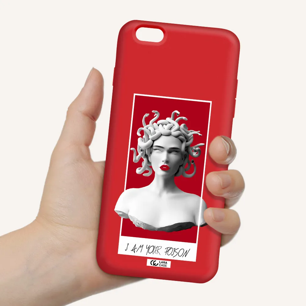 a statue of a woman with snakes on her head Apple iPhone 6S Silicone Imperial Red Case