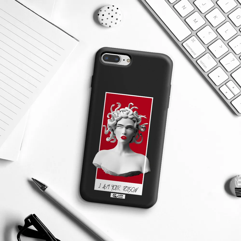 a statue of a woman with snakes on her head Apple iPhone 7 plus Silicone black Case