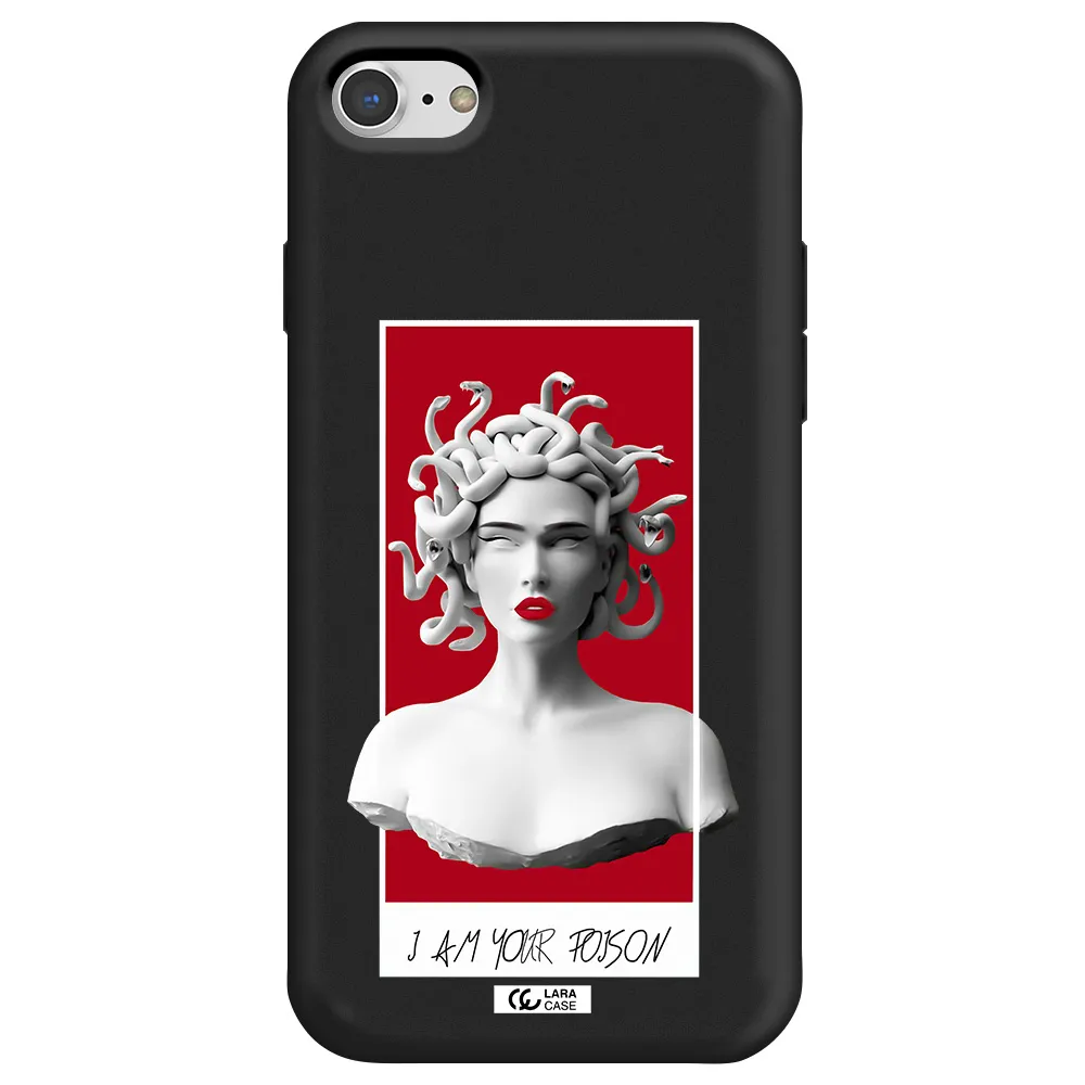 a statue of a woman with snakes on her head Apple iPhone 7 Silicone black Case