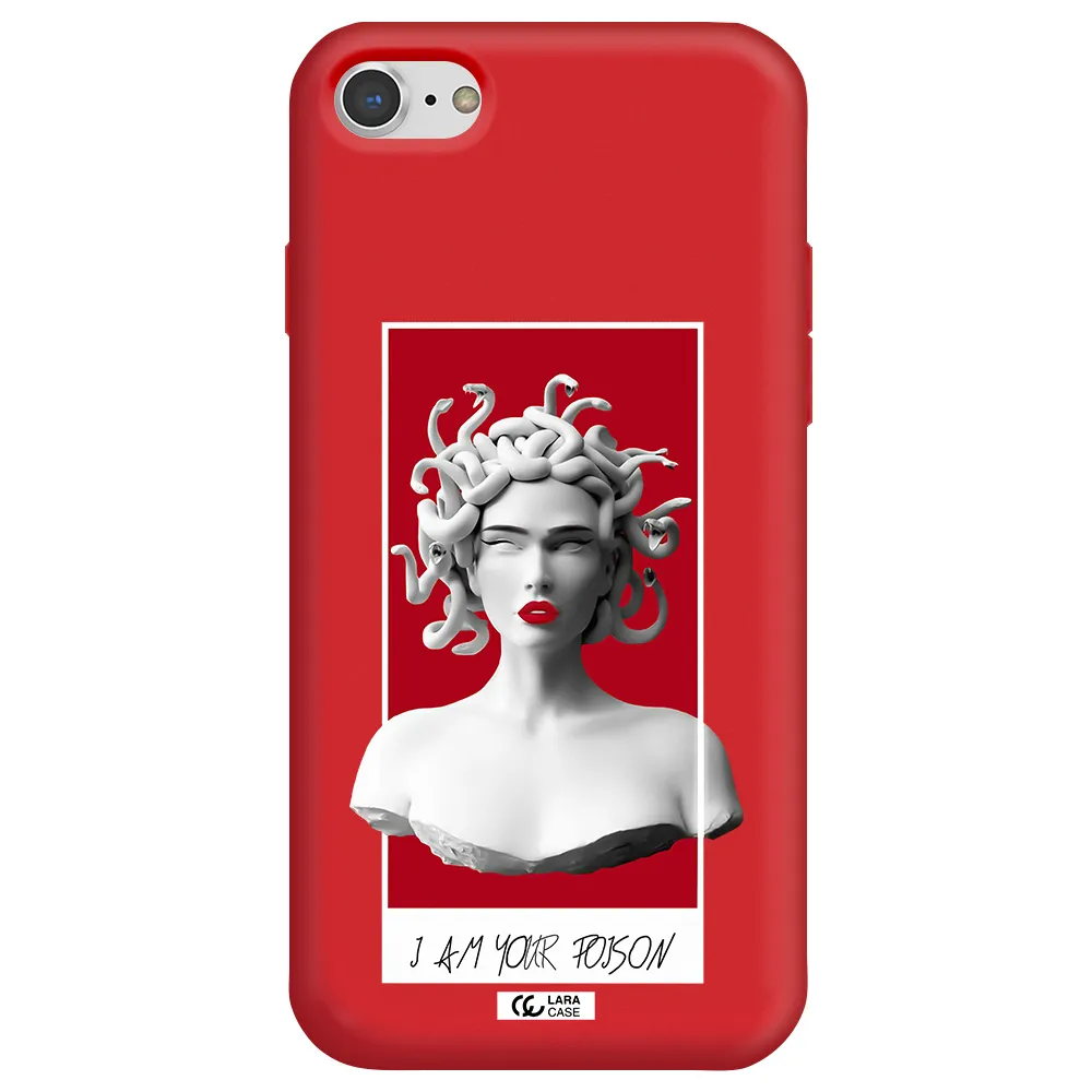 a statue of a woman with snakes on her head Apple iPhone 7 Silicone Imperial Red Case