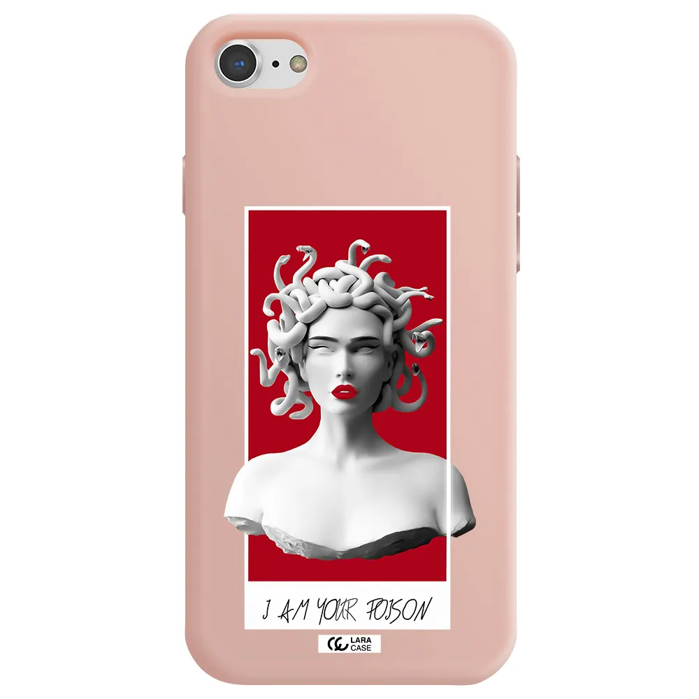 a statue of a woman with snakes on her head Apple iPhone 7 Silicone pastel pink Case