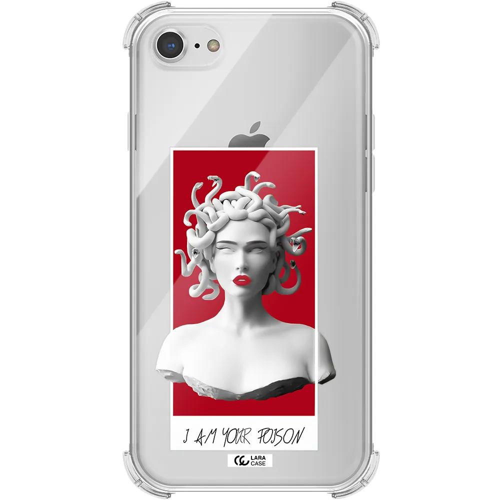 a statue of a woman with snakes on her head Apple iPhone 8 Clear PC Case