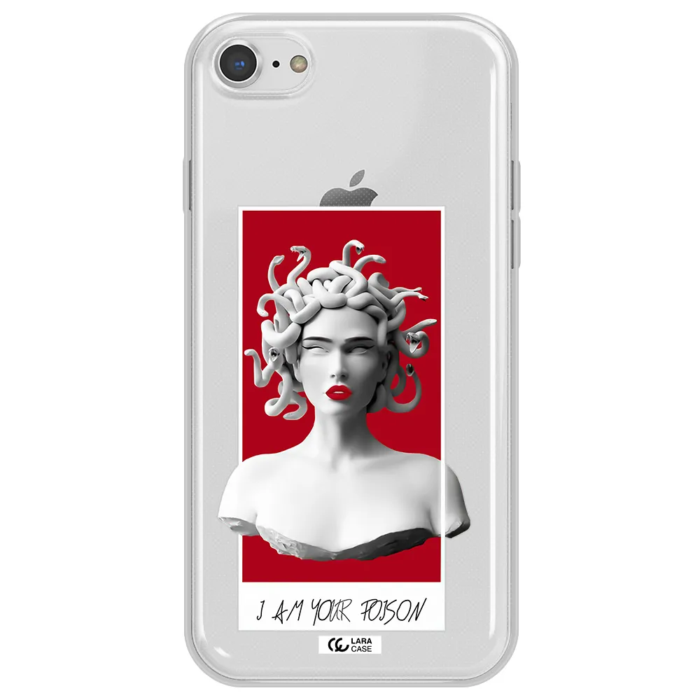 a statue of a woman with snakes on her head Apple iPhone 8 Clear TPU Case