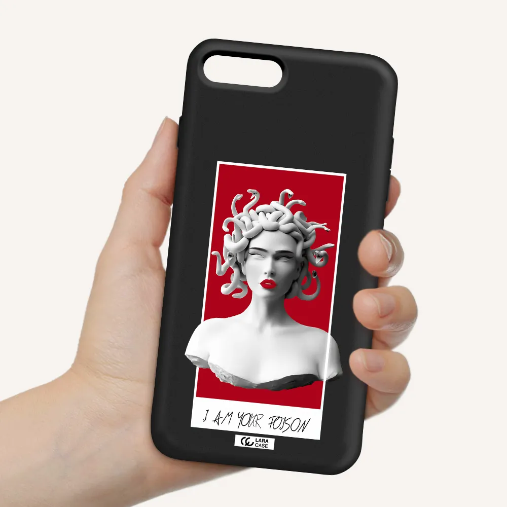 a statue of a woman with snakes on her head Apple iPhone 8 plus Silicone black Case