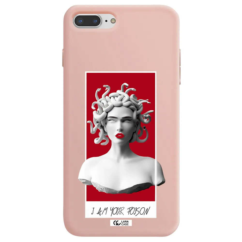 a statue of a woman with snakes on her head Apple iPhone 8 plus Silicone pastel pink Case