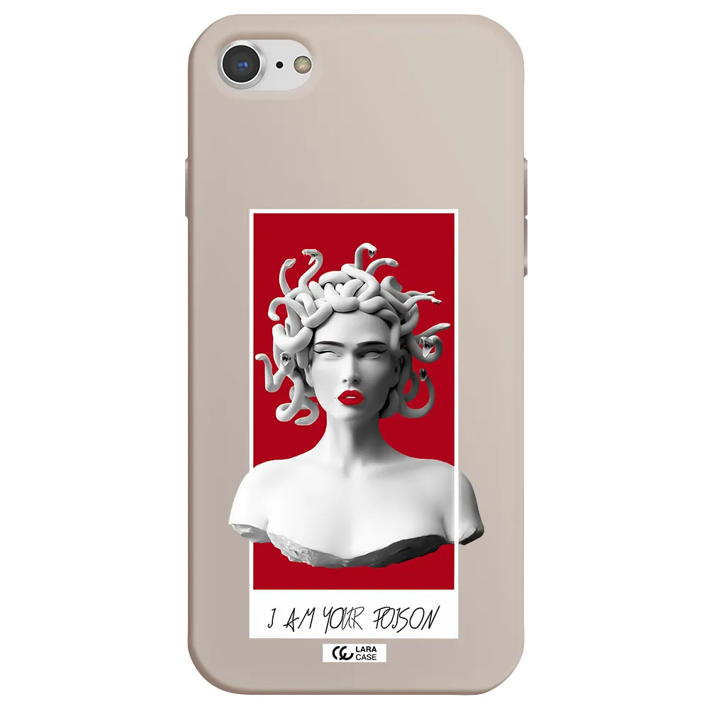 a statue of a woman with snakes on her head Apple iPhone 8 Silicone Stone Case