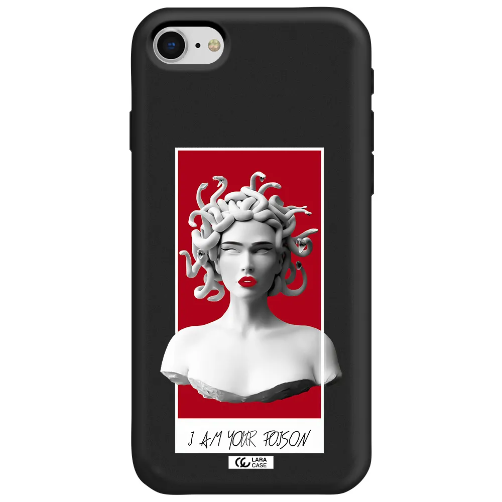 a statue of a woman with snakes on her head Apple iPhone se 2020 Silicone black Case