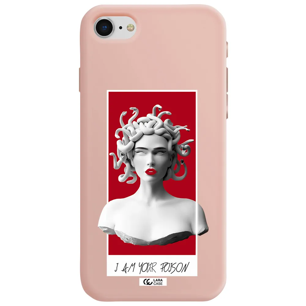 a statue of a woman with snakes on her head Apple iPhone se 2020 Silicone pastel pink Case