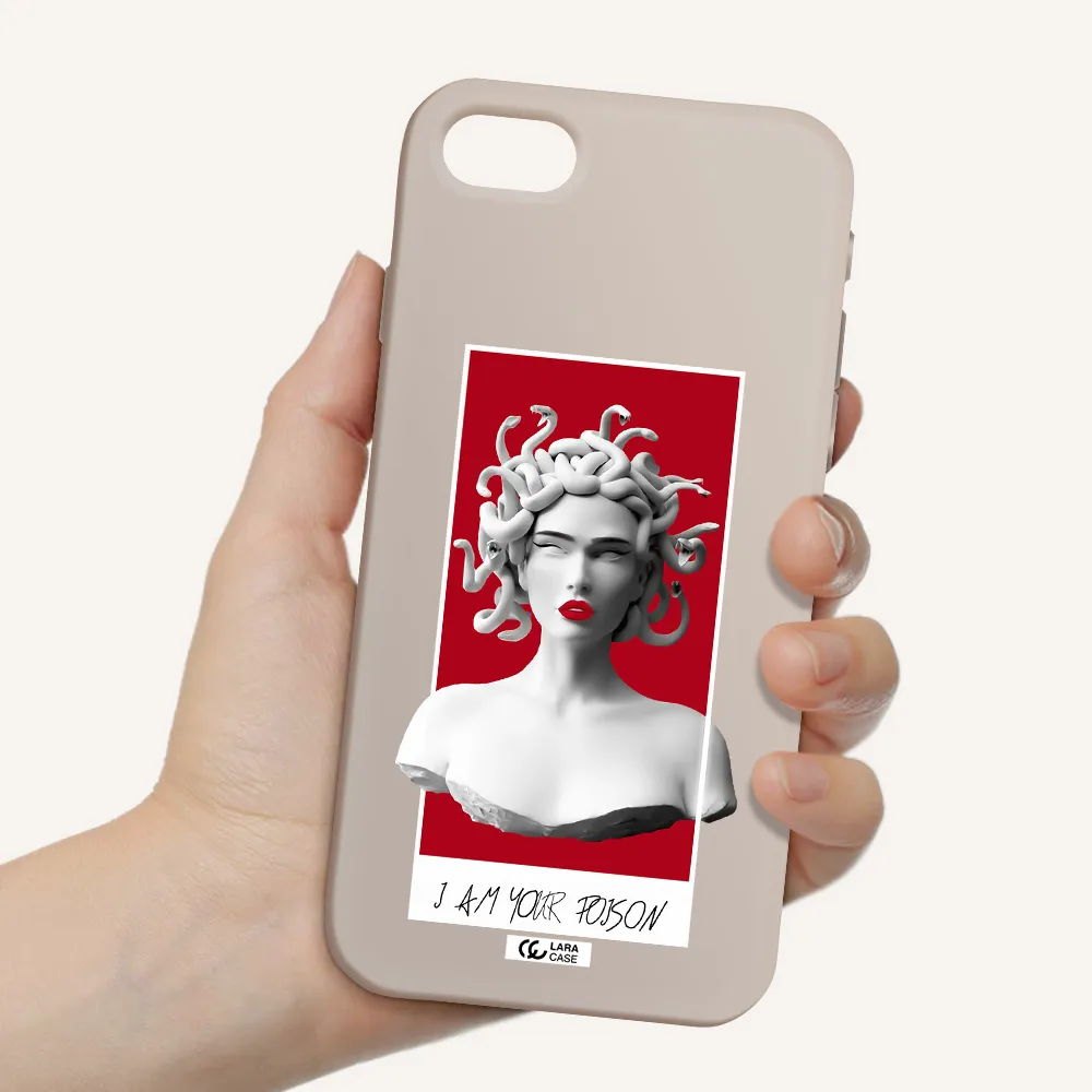 a statue of a woman with snakes on her head Apple iPhone se 2020 Silicone Stone Case