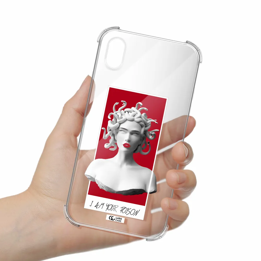 a statue of a woman with snakes on her head Apple iPhone XR Clear PC Case