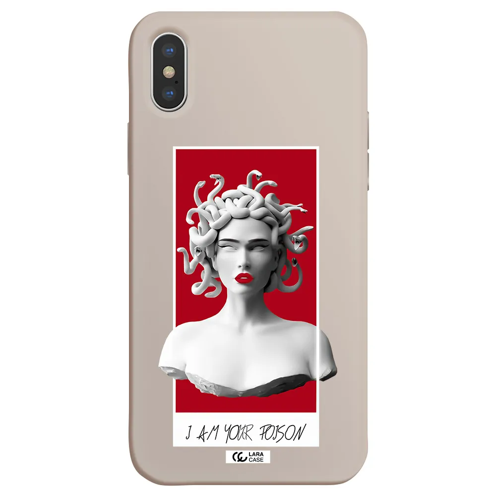 a statue of a woman with snakes on her head Apple iPhone XS Silicone Stone Case