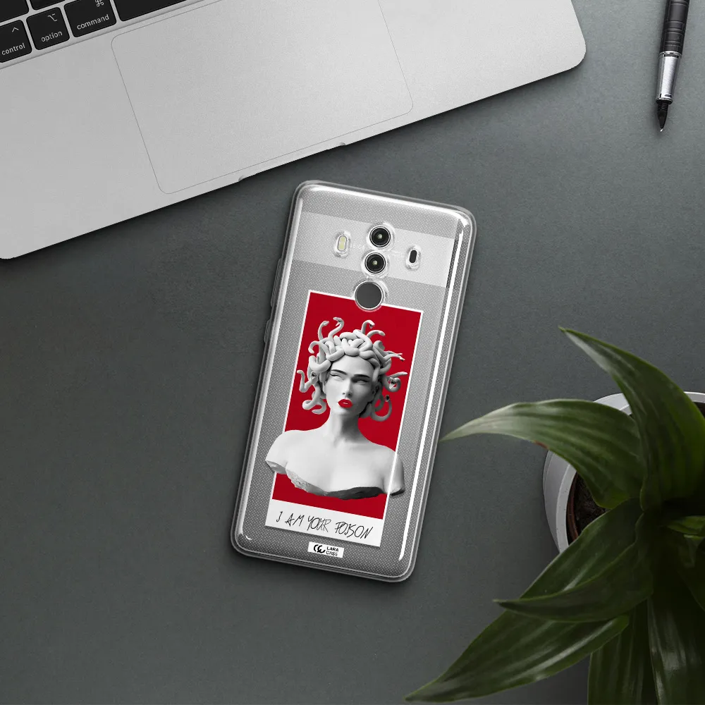 a statue of a woman with snakes on her head Huawei Mate 10 Clear TPU Case