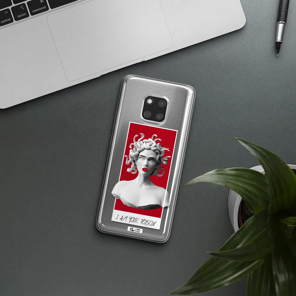 a statue of a woman with snakes on her head Huawei Mate 20 Pro Clear TPU Case