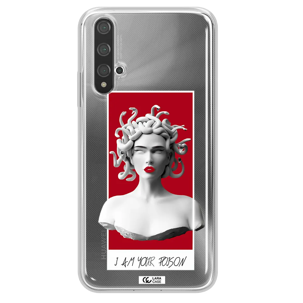 a statue of a woman with snakes on her head Huawei Nova 5t Clear TPU Case