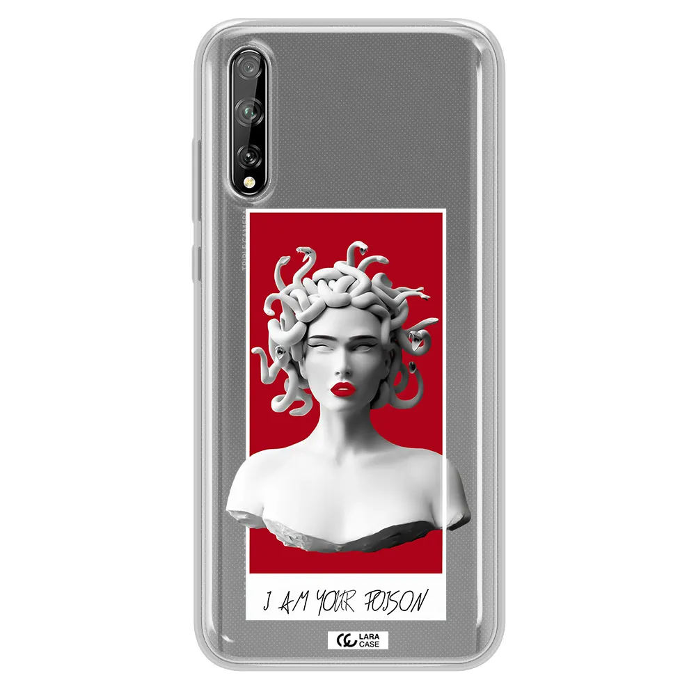a statue of a woman with snakes on her head Huawei P Smart S Clear TPU Case