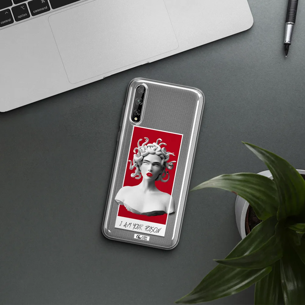a statue of a woman with snakes on her head Huawei P Smart S Clear TPU Case