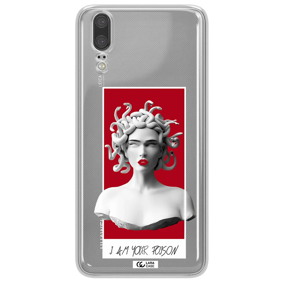 a statue of a woman with snakes on her head Huawei P20 Clear TPU Case