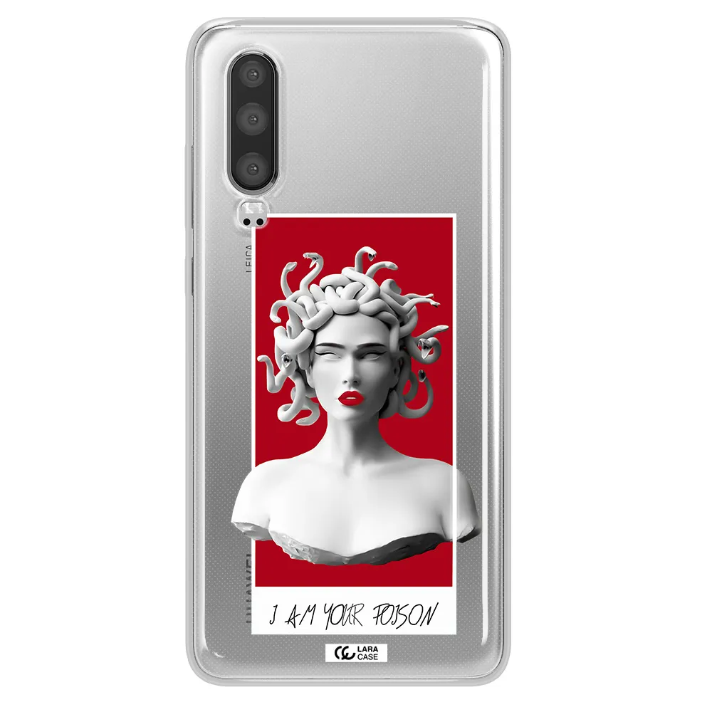 a statue of a woman with snakes on her head Huawei P30 Clear TPU Case