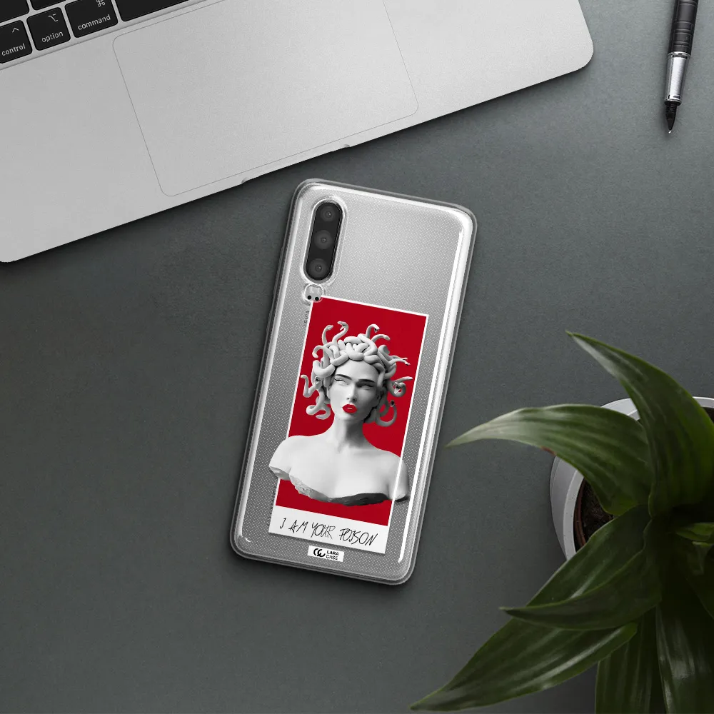 a statue of a woman with snakes on her head Huawei P30 Clear TPU Case