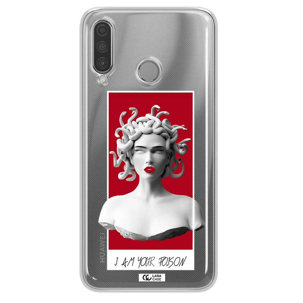 a statue of a woman with snakes on her head Huawei P30 Lite Clear TPU Case