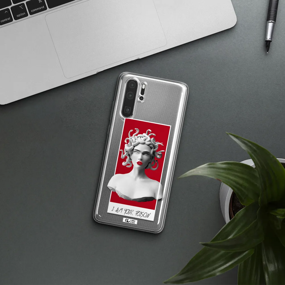 a statue of a woman with snakes on her head Huawei P30 Pro Clear TPU Case