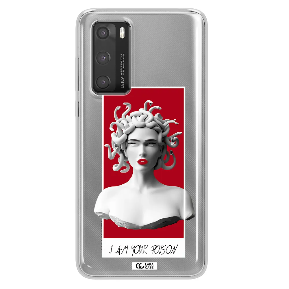 a statue of a woman with snakes on her head Huawei P40 Clear TPU Case
