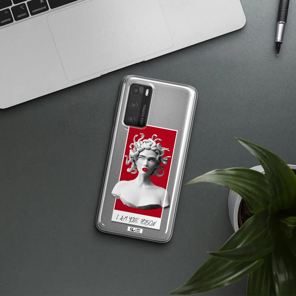a statue of a woman with snakes on her head Huawei P40 Clear TPU Case