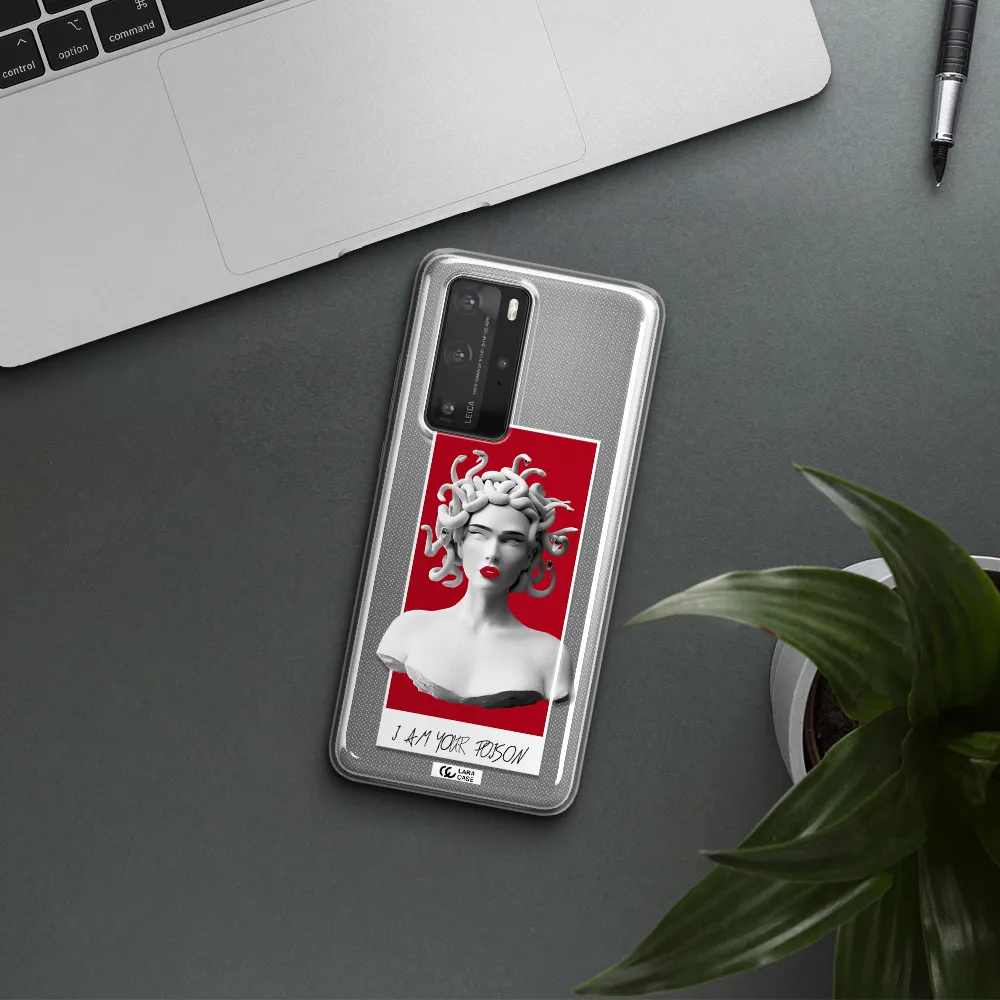 a statue of a woman with snakes on her head Huawei P40 Pro Clear TPU Case