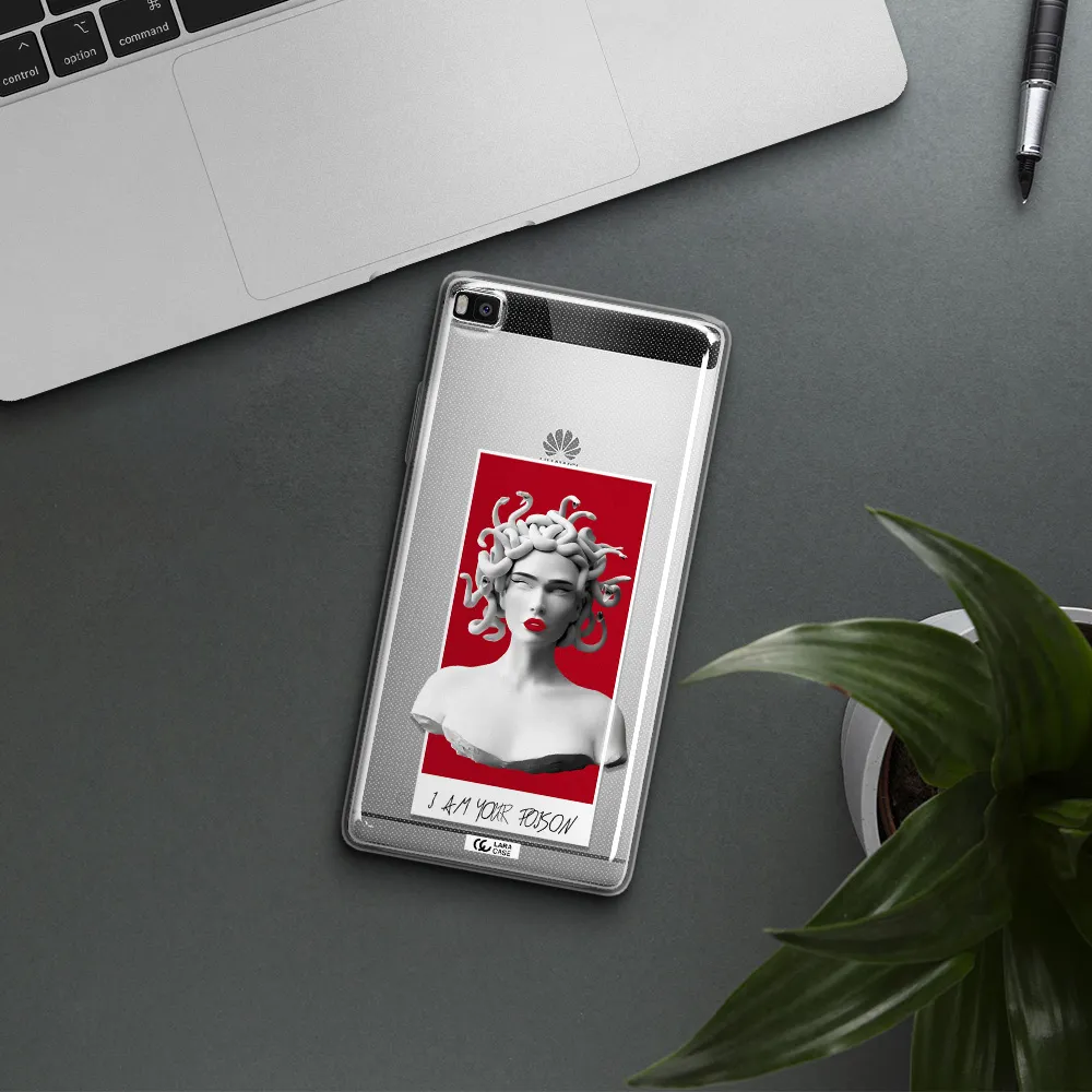 a statue of a woman with snakes on her head Huawei P8 Clear TPU Case