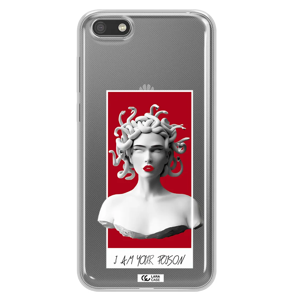 a statue of a woman with snakes on her head Huawei Y5 2018 Clear TPU Case