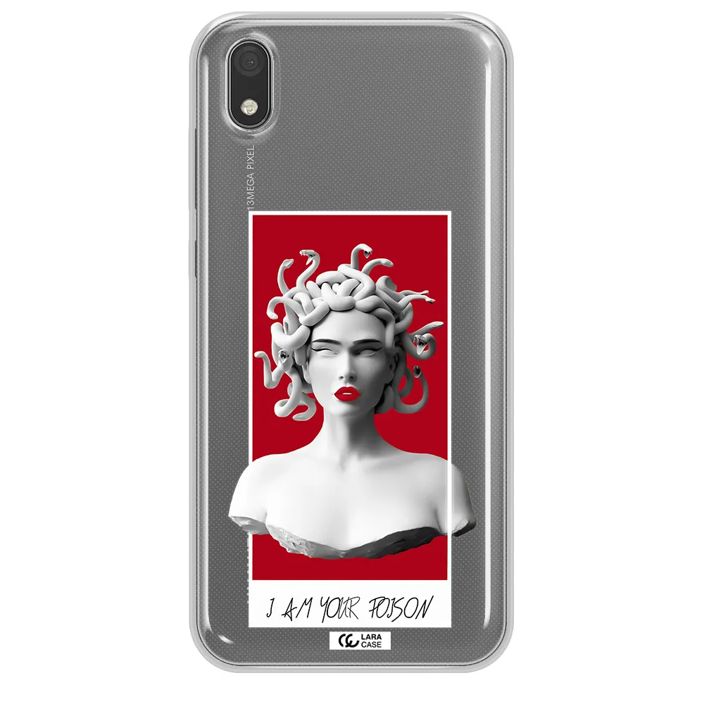 a statue of a woman with snakes on her head Huawei Y5 2019 Clear TPU Case