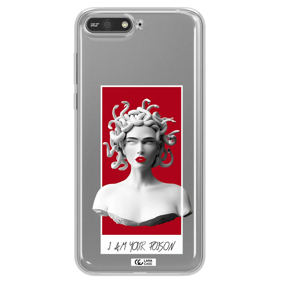 a statue of a woman with snakes on her head Huawei Y6 2018 Clear TPU Case