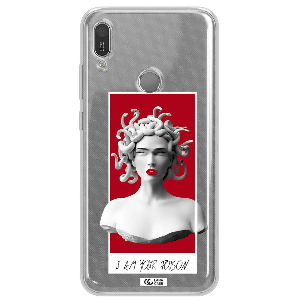a statue of a woman with snakes on her head Huawei Y6 2019 Clear TPU Case