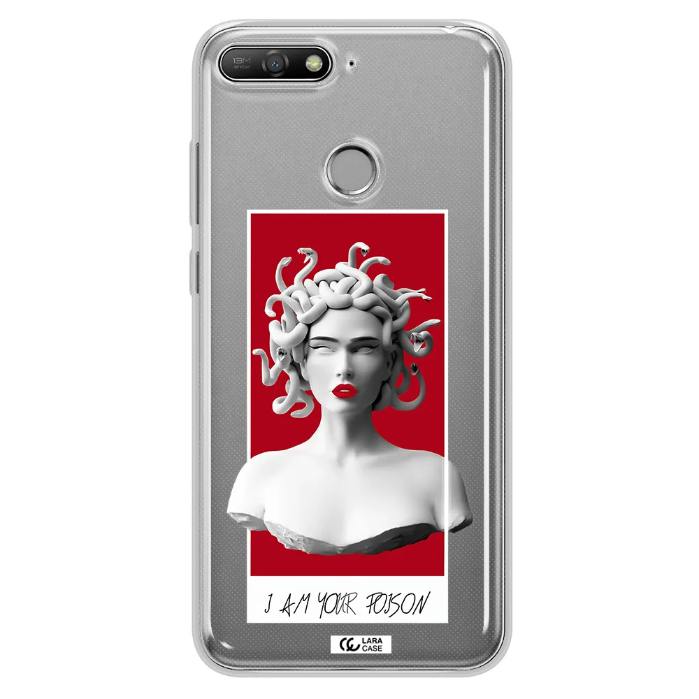 a statue of a woman with snakes on her head Huawei Y6 Prime 2018 Clear TPU Case