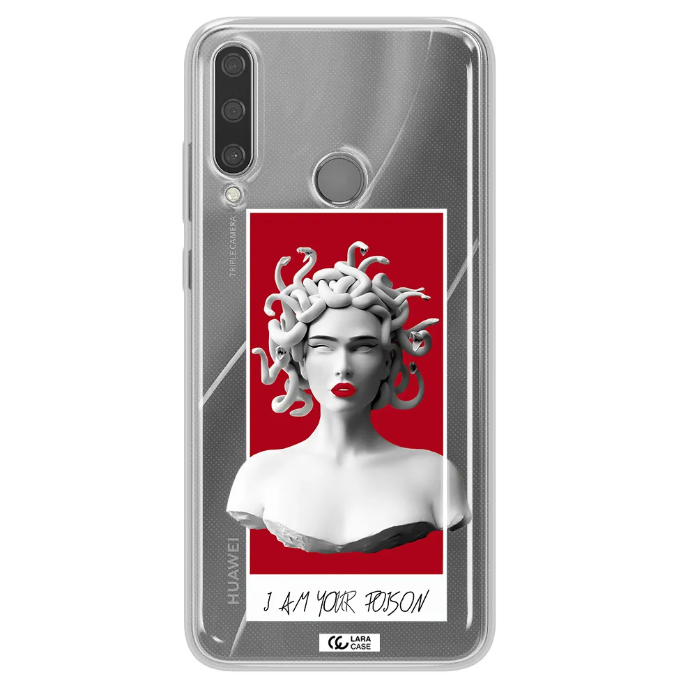 a statue of a woman with snakes on her head Huawei Y6P Clear TPU Case